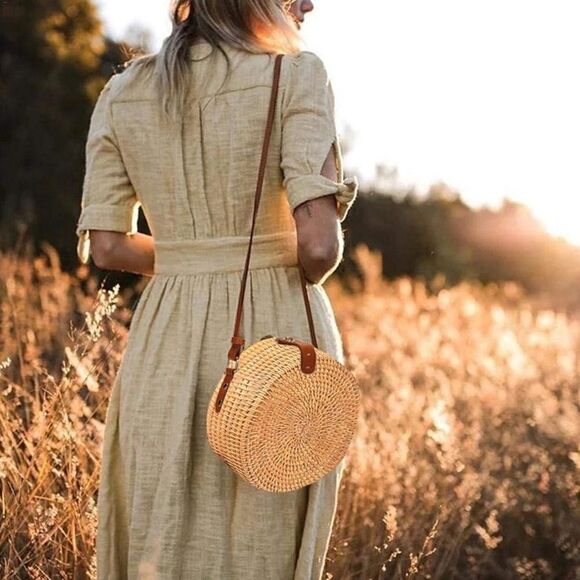 Handwoven Rattan Circle Bag -
Boho Bali Charm - Picture 6 of 14